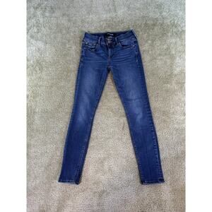 Express Womens Stretch Jeans Cropped Legging Mid Rise Double Button Size 2 D992